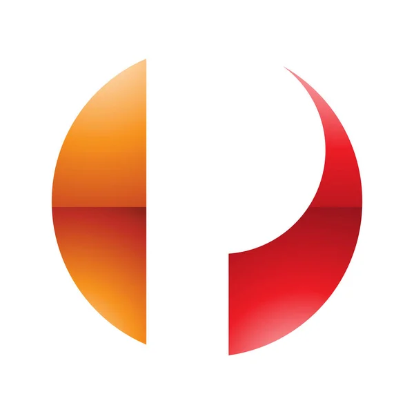 Orange Red Glossy Circle Shaped Letter Icon White Background — Stock Photo, Image
