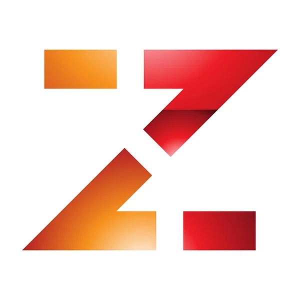 白色背景上橙色和红色光洁虚线形状字母Z图标 — 图库照片
