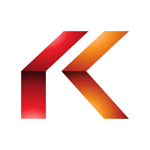 白色背景的橙色和红色折叠字母K图标 — 图库照片