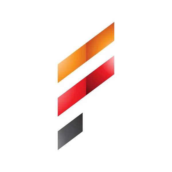 Orange Red Glossy Letter Icon Diagonal Stripes White Background — Stock Photo, Image
