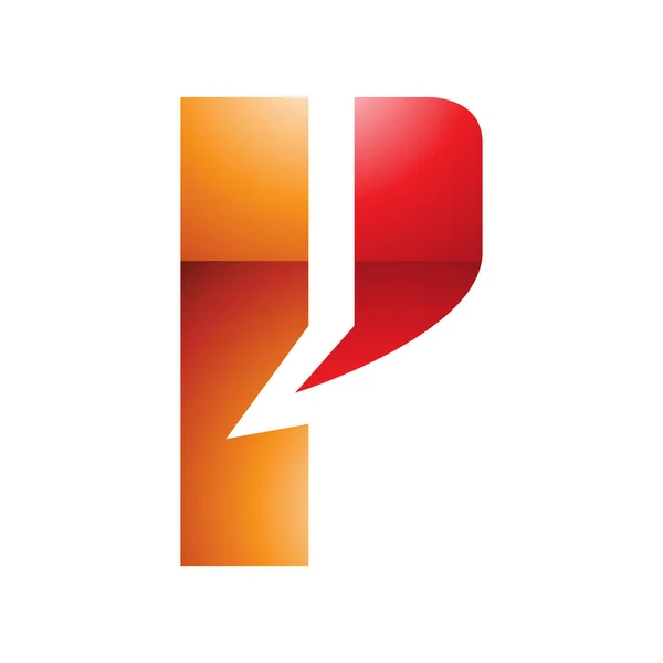 Orange Red Glossy Letter Icon Bold Rectangle White Background — Stock Photo, Image
