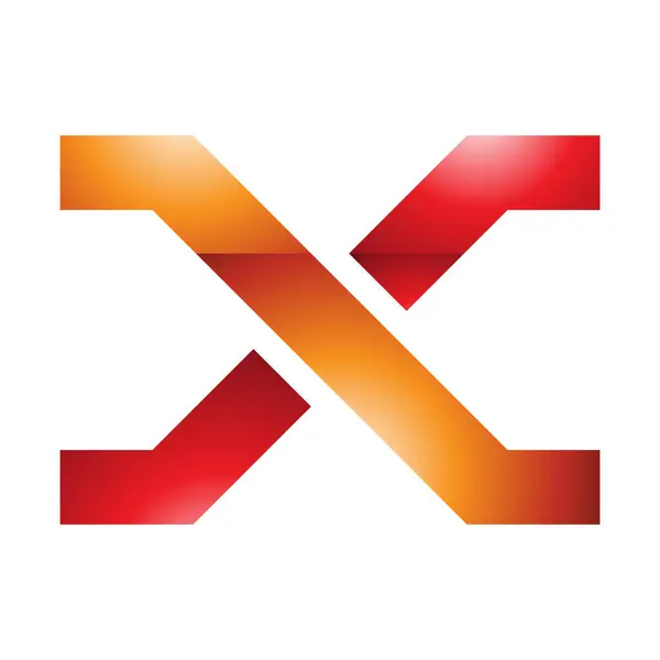 橙色和红色光彩夺目的字母X有交叉线的白色背景图标 — 图库照片