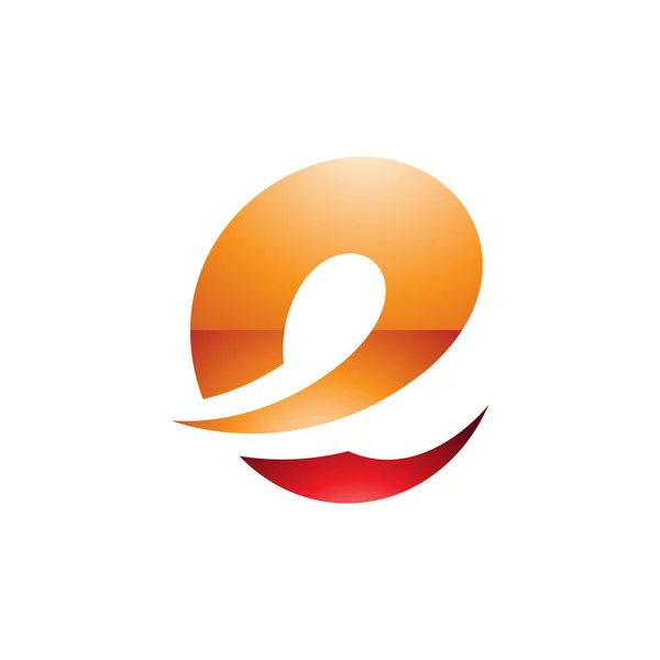 Oranje Rood Glanzende Kleine Letter Ikoon Met Zachte Spiky Curves — Stockfoto