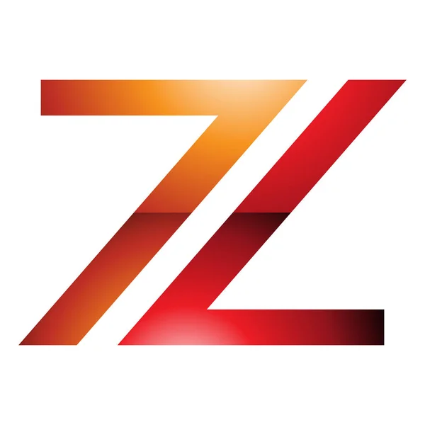白色背景上的橙色和红色光泽7号形状字母Z图标 — 图库照片