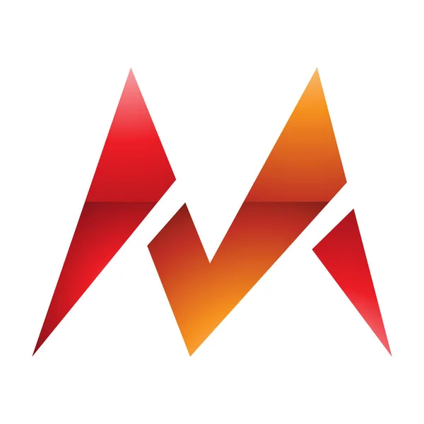 Orange Und Rot Glänzendes Spitzes Buchstabensymbol Auf Weißem Hintergrund — Stockfoto