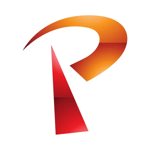 Orangefarbenes Und Rotes Hochglanz Funkturm Buchstaben Symbol Auf Weißem Hintergrund — Stockfoto