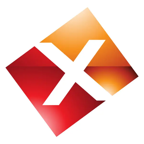 Orange Och Röd Glansig Rektangel Formad Bokstav Ikonen Vit Bakgrund — Stockfoto