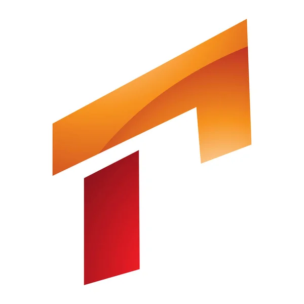 Orange Red Glossy Rectangular Letter Icon White Background — Stock Photo, Image