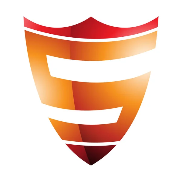 Orange Red Glossy Shield Shaped Letter Icon White Background — Stock Photo, Image