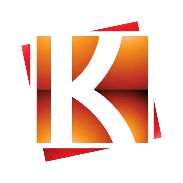 白色背景上的橙色和红色光滑正方形字母K图标 — 图库照片