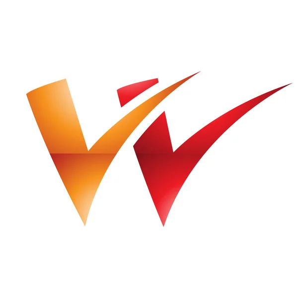 Orange Red Glossy Tick Shaped Letter Icon White Background — Stock Photo, Image