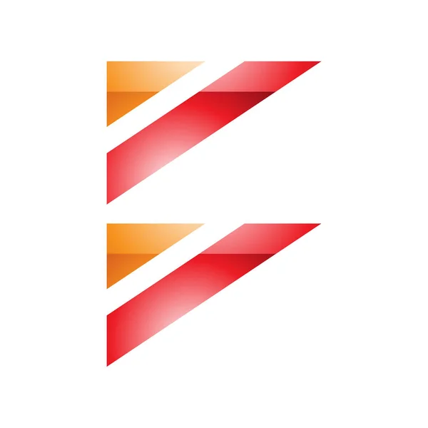 Orange Red Glossy Triangular Flag Shaped Letter Icon White Background — Stock Photo, Image