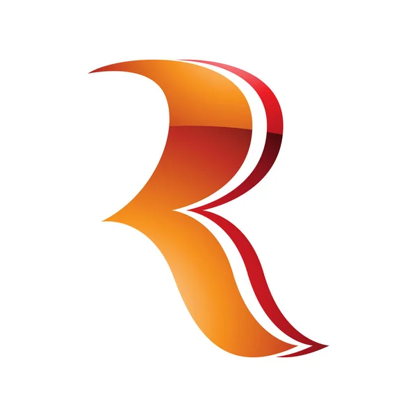 Orange Und Rot Glänzendes Welliges Buchstabensymbol Auf Weißem Hintergrund — Stockfoto