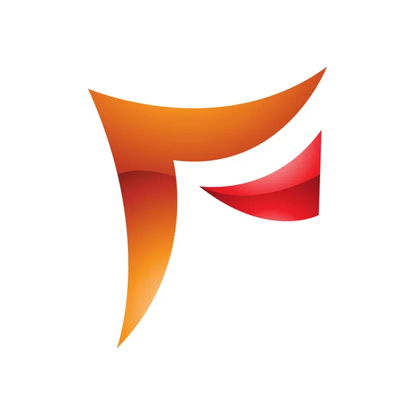 Orange Und Rot Wavy Glossy Paper Shaped Letter Icon Auf — Stockfoto