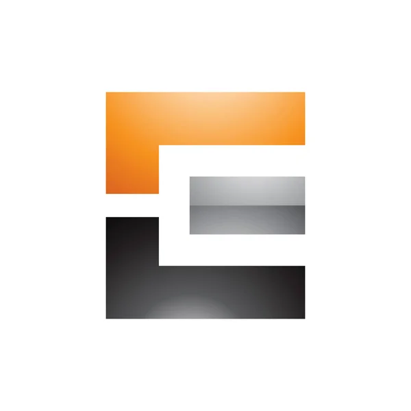 Oranje Zwart Grijs Glanzend Rechthoekig Letter Ikoon Een Witte Achtergrond — Stockfoto