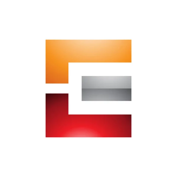 Oranje Rood Grijs Glanzend Rechthoekig Letter Ikoon Een Witte Achtergrond — Stockfoto