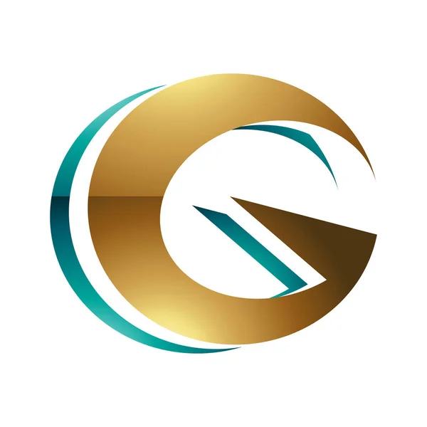 Persischer Grüner Und Goldener Runder Hochglanzbuchstabe Symbol Auf Weißem Hintergrund — Stockfoto