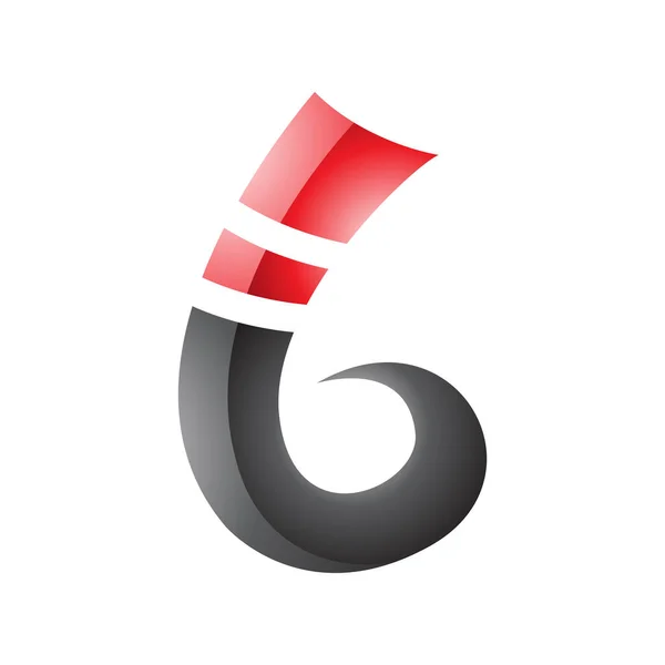 Κόκκινο Και Μαύρο Σγουρά Γυαλιστερό Spike Σχήμα Γράμμα Εικονίδιο Λευκό — Φωτογραφία Αρχείου