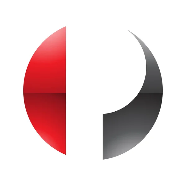 白い背景に赤と黒の光沢のある円形の手紙Pアイコン — ストック写真