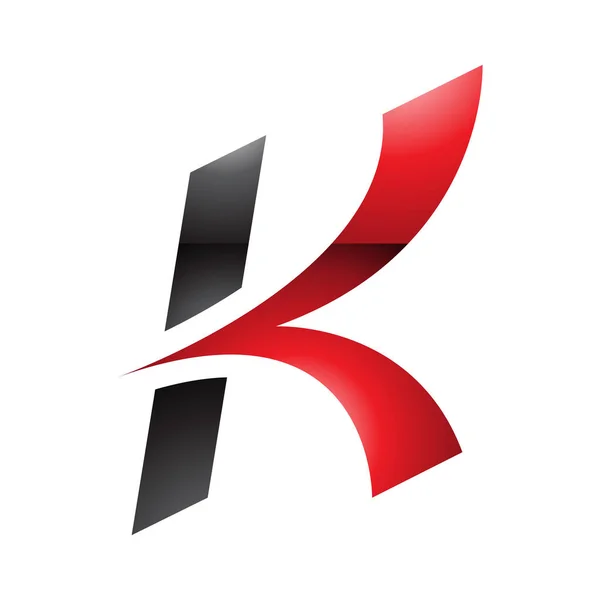 Red Black Glossy Italic Arrow Shaped Letter Icon White Background — Stock Photo, Image