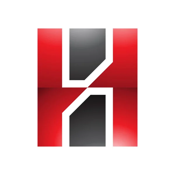Roter Und Schwarzer Hochglanzbuchstabe Symbol Mit Vertikalen Rechtecken Auf Weißem — Stockfoto