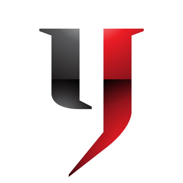Roter Und Schwarzer Hochglanz Kleinbuchstabe Symbol Auf Weißem Hintergrund — Stockfoto