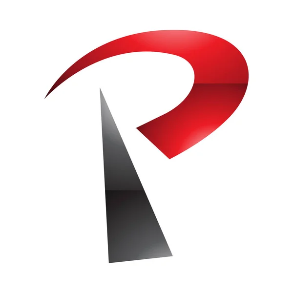 Rotes Und Schwarzes Hochglanz Funkturm Buchstaben Symbol Auf Weißem Hintergrund — Stockfoto