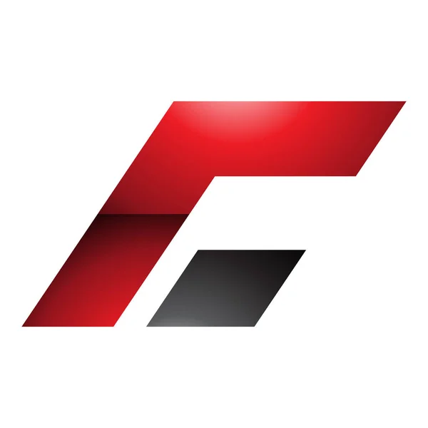 Rot Schwarzes Hochglanz Rechteckiges Kursives Buchstaben Symbol Auf Weißem Hintergrund — Stockfoto