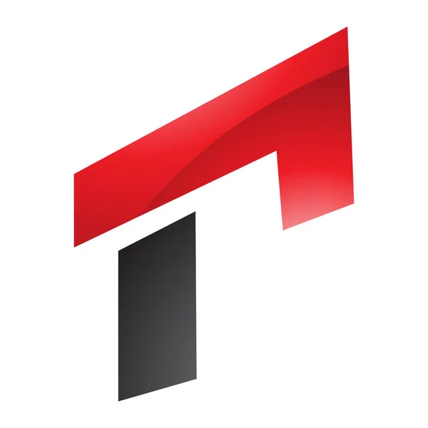 Red Black Glossy Rectangular Letter Icon White Background — Stock Photo, Image