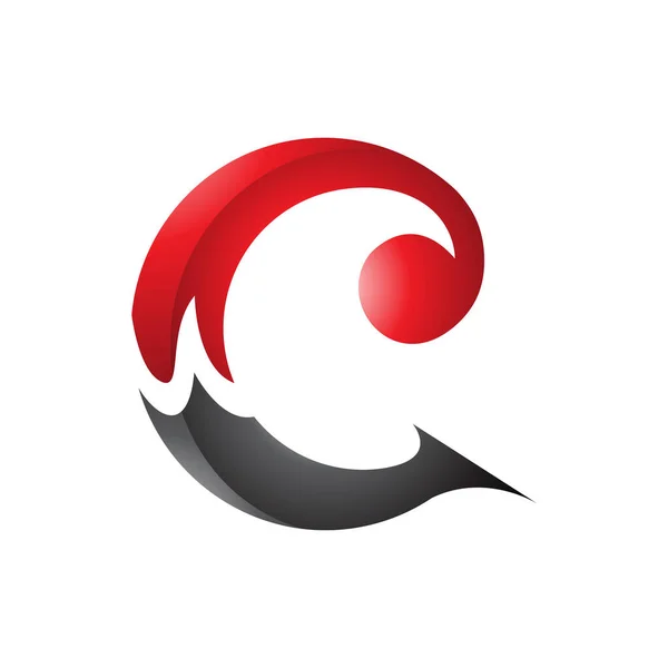 Beyaz Arkaplanda Kırmızı Siyah Parlak Kıvrımlı Harfi Simgesi — Stok fotoğraf