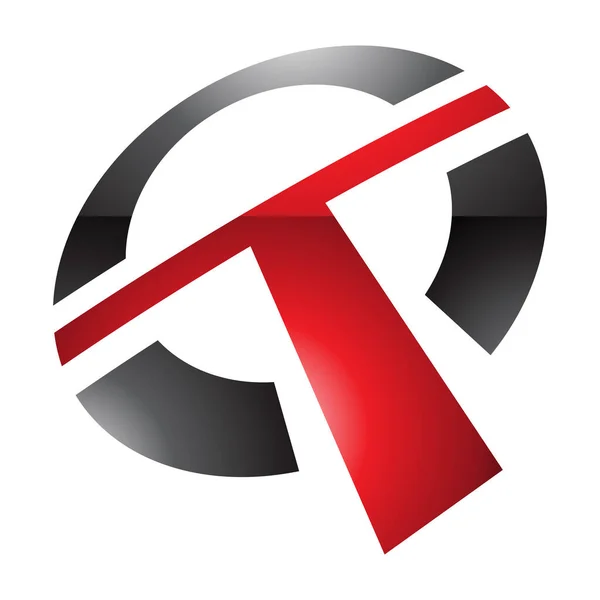 Roter Und Schwarzer Glänzender Runder Buchstabe Symbol Auf Weißem Hintergrund — Stockfoto