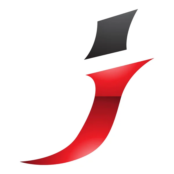 白い背景に赤と黒の光沢のあるスパイラル文字Jアイコン — ストック写真