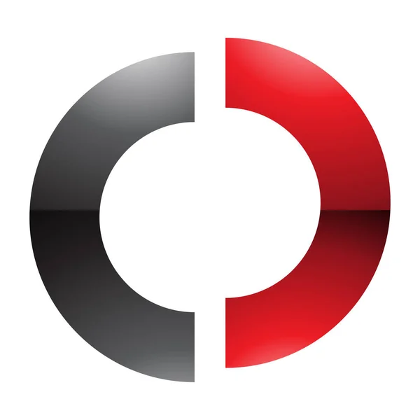 Beyaz Arkaplanda Kırmızı Siyah Parlak Ayrılmış Harf Simgesi — Stok fotoğraf