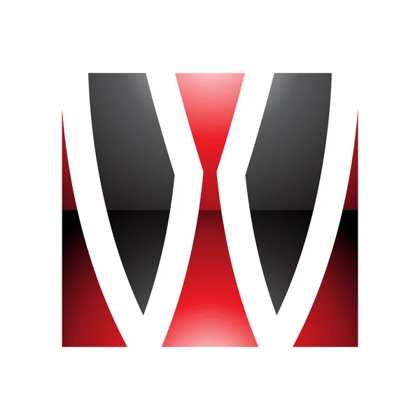 白い背景に赤と黒の光沢のある正方形の文字Wアイコン — ストック写真