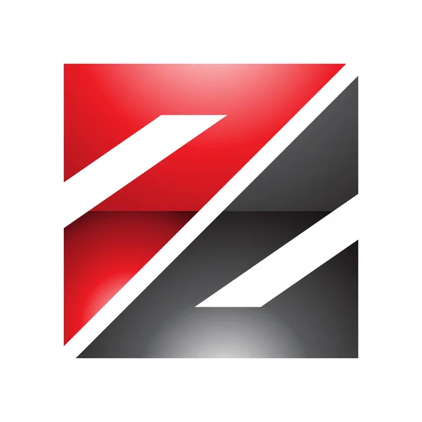 白い背景に赤と黒の光沢のある三角形の正方形の文字Zアイコン — ストック写真