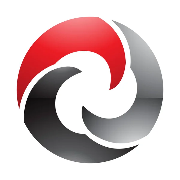 Kırmızı Siyah Parlak Dalgalar Şekillendirilmiş Beyaz Arkaplanda Simgesi — Stok fotoğraf