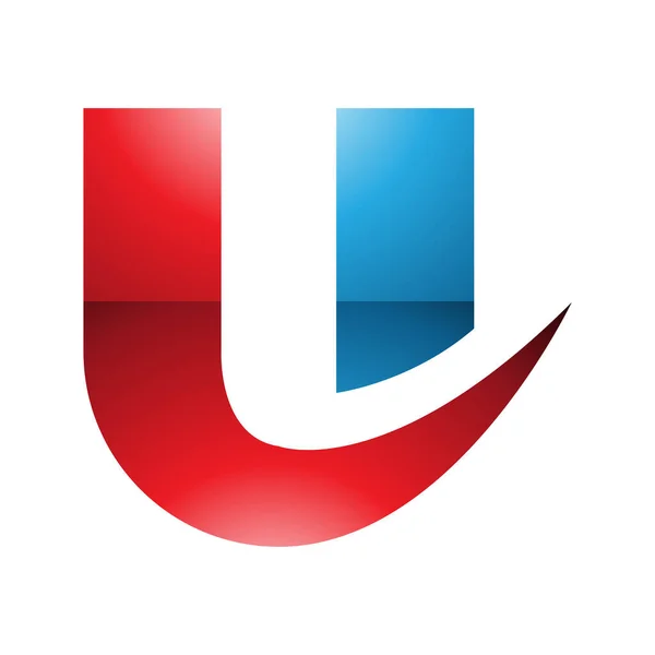 白い背景に赤と青の光沢のある大胆なカービーの形をした手紙Uアイコン — ストック写真