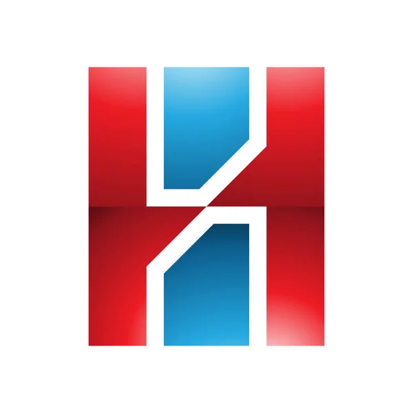 Rode Blauwe Glanzende Letter Icoon Met Verticale Rechthoeken Een Witte — Stockfoto
