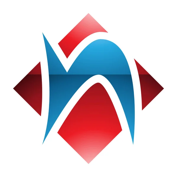 Red Blue Glossy Letter Icon Com Uma Forma Diamante Quadrado — Fotografia de Stock