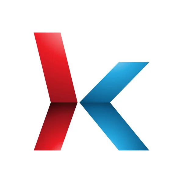 Roter Und Blauer Hochglanz Kleinbuchstabe Pfeilform Mit Symbol Auf Weißem — Stockfoto