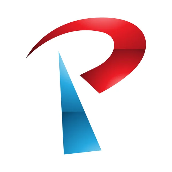 Rotes Und Blaues Hochglanz Funkturm Buchstaben Symbol Auf Weißem Hintergrund — Stockfoto