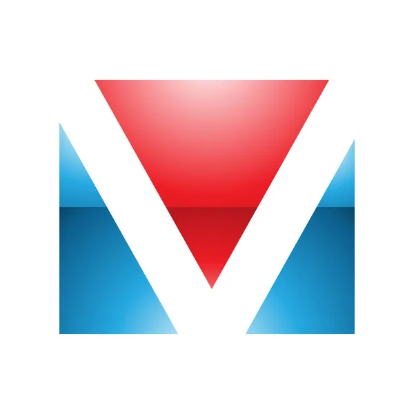 白い背景に赤と青の光沢のある長方形の文字Vアイコン — ストック写真