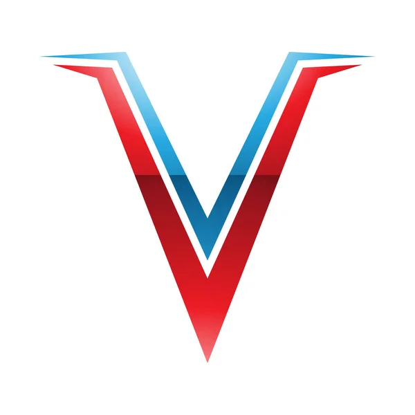 Rood Blauw Glanzende Spiky Shaped Letter Ikoon Een Witte Achtergrond — Stockfoto