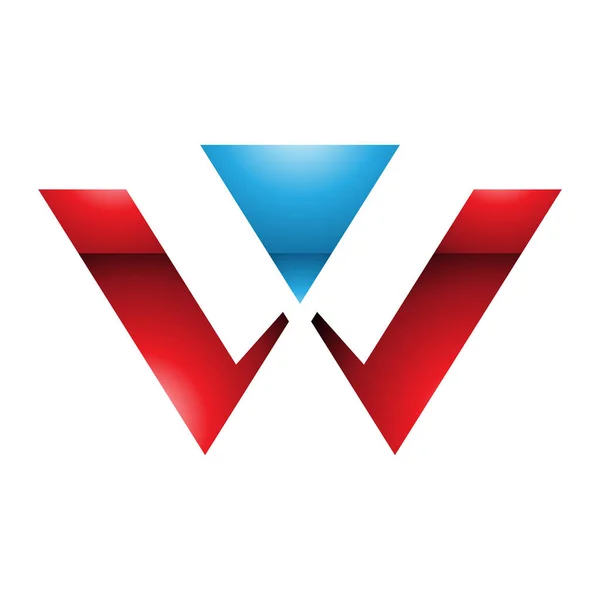 Rood Blauw Glanzende Driehoek Gevormde Letter Ikoon Een Witte Achtergrond — Stockfoto