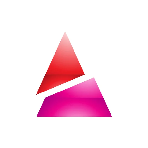 Letra Forma Triángulo Dividido Brillante Rojo Magenta Icono Sobre Fondo — Foto de Stock