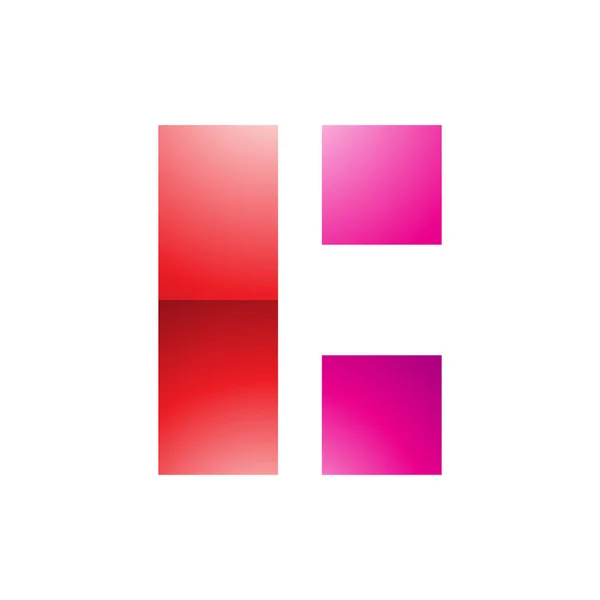 Rotes Und Magenta Rechteckiges Hochglanz Buchstaben Symbol Auf Weißem Hintergrund — Stockfoto