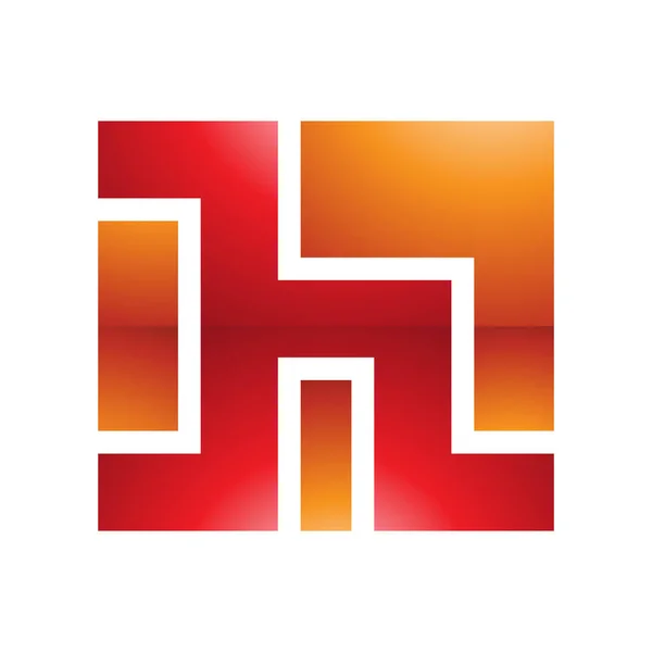 白色背景上的红橙色正方形光滑字母H图标 — 图库照片
