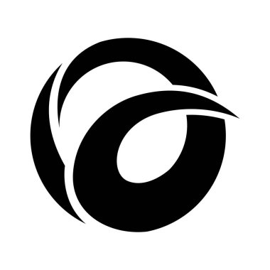 Beyaz Arkaplanda Siyah Soyut Dairesel Dikenli Harf Simgesi