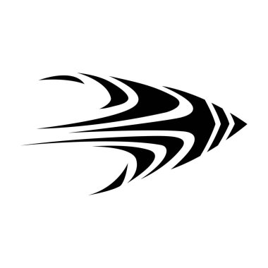 Beyaz Arkaplan üzerinde Siyah Soyut Parçalı Eğri Ok Simgesi