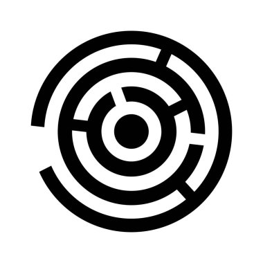 Siyah Soyut Yuvarlak Labirent Şeklinde Beyaz Arkaplanda Çemberi Olan Simge